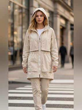 Columbia Hooded Trench Coat - Cream